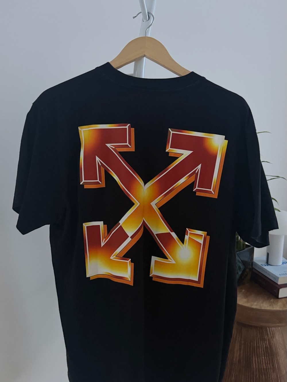 Off-White Black Tee with Gradient Arrow Crossback